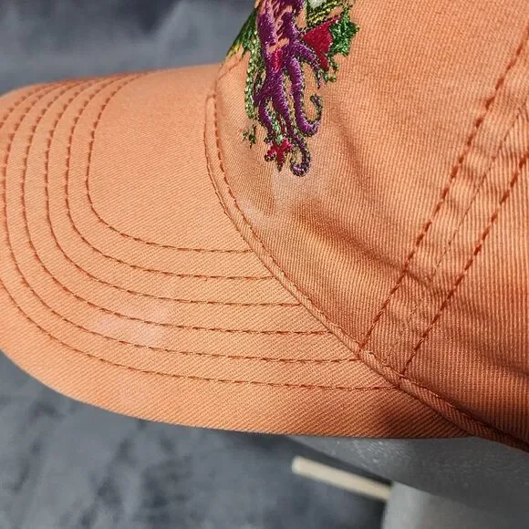 Lucky Brand 69 Orange Baseball Cap Hat Adj. Size Cotton Fairy Gypsy Whimsical - Picture 10 of 12